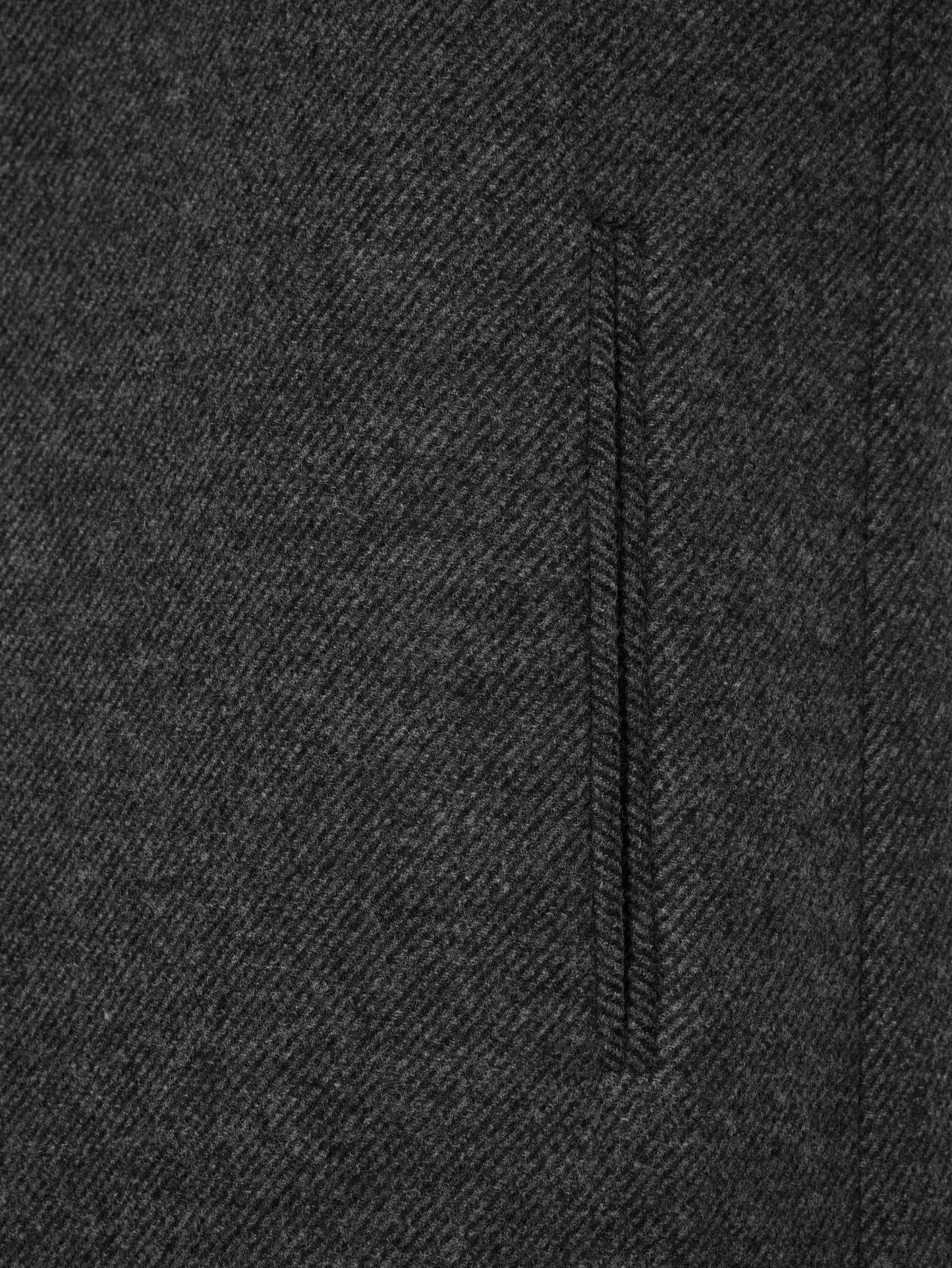 Structured-Sleeve Single Wool Coat Melange Dark Grey