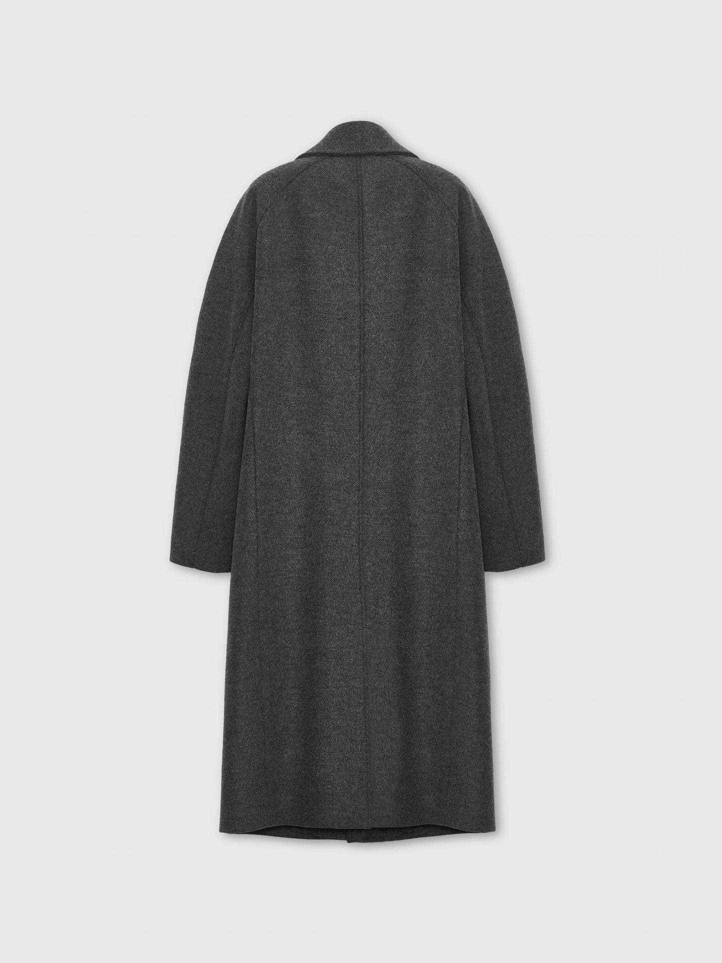 Structured-Sleeve Single Wool Coat Melange Dark Grey