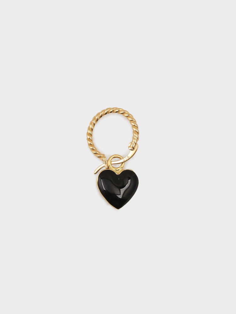Gold Black Heart Rope Earring