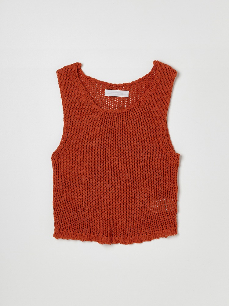 Knitted Vest In Rust