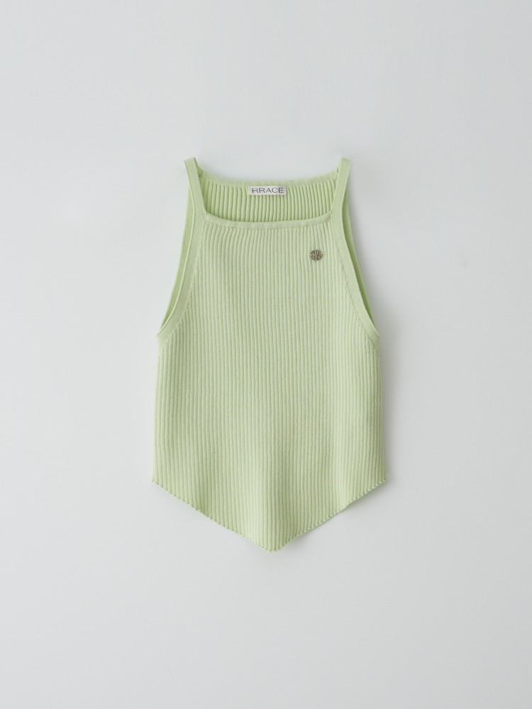Color Neck Sleeveless Knit Lime