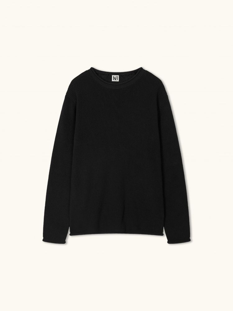 Vianne rolled edge supima sweater black