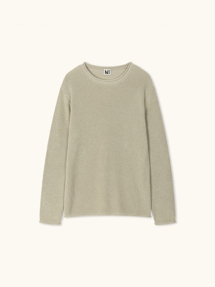 Vianne rolled edge supima sweater natural